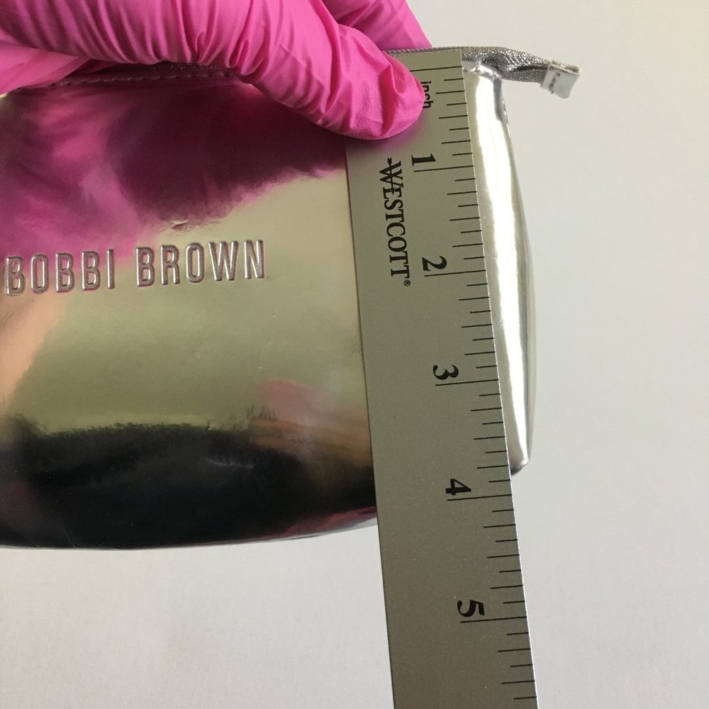 Bobbi Brown NEW Silver Chain Wristlet Zippered Pouch w/Mirror 6.5" x 4" x 1.75" - Picture 13 of 15